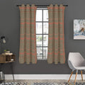 Brown Beige And Red Glen Plaid Print Grommet Curtain Panels