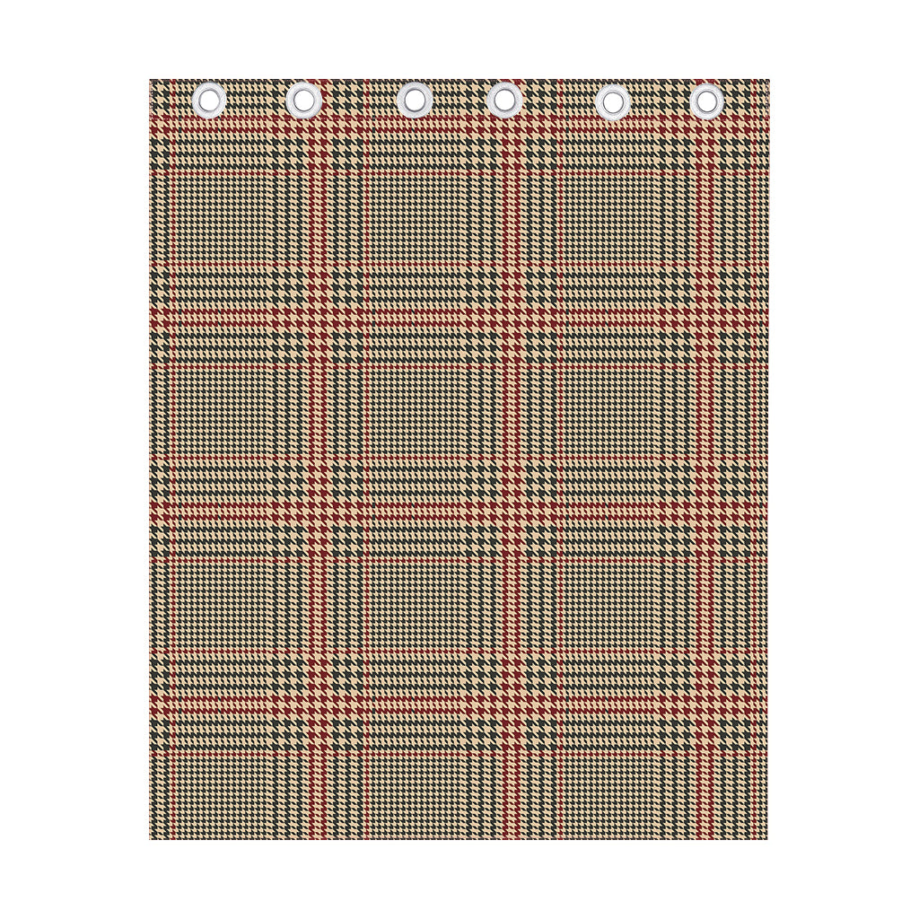 Brown Beige And Red Glen Plaid Print Curtain