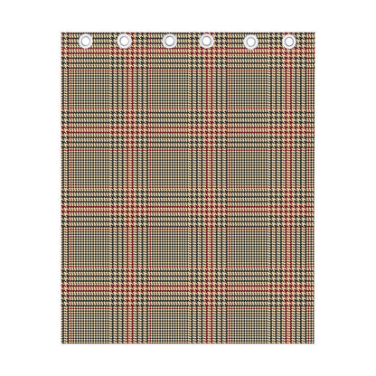 Brown Beige And Red Glen Plaid Print Curtain