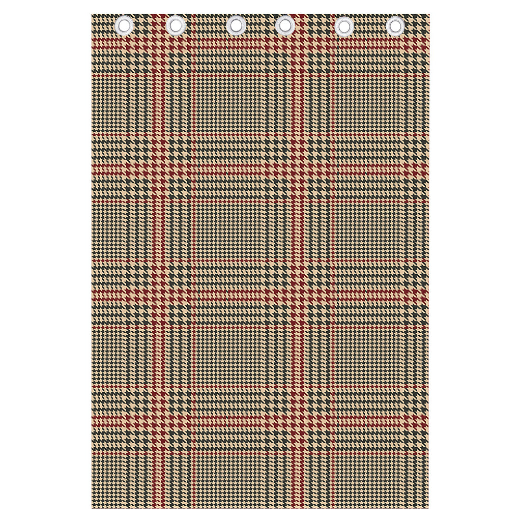 Brown Beige And Red Glen Plaid Print Curtain
