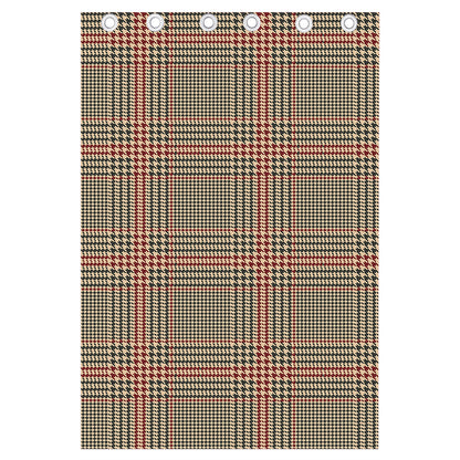 Brown Beige And Red Glen Plaid Print Curtain