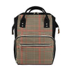 Brown Beige And Red Glen Plaid Print Diaper Bag