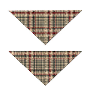 Brown Beige And Red Glen Plaid Print Dog Bandana