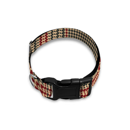 Brown Beige And Red Glen Plaid Print Dog Collar