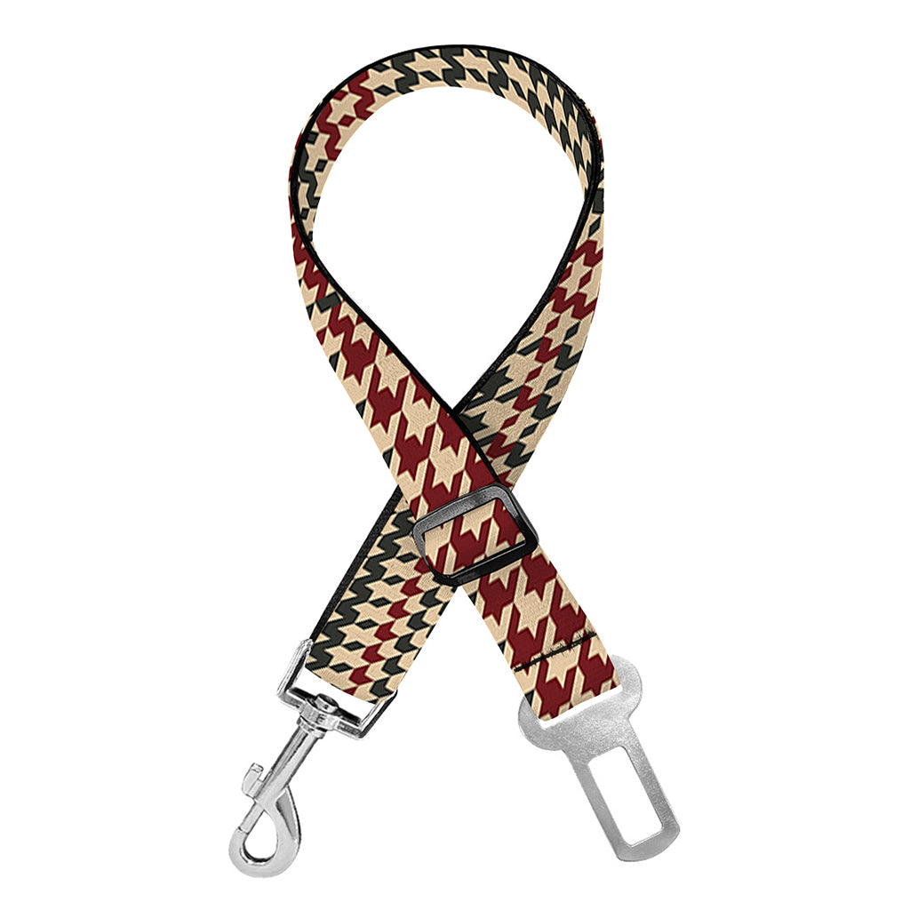 Brown Beige And Red Glen Plaid Print Dog Seat Belt
