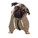 Brown Beige And Red Glen Plaid Print Dog Zip Up Hoodie