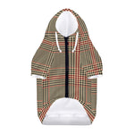 Brown Beige And Red Glen Plaid Print Dog Zip Up Hoodie