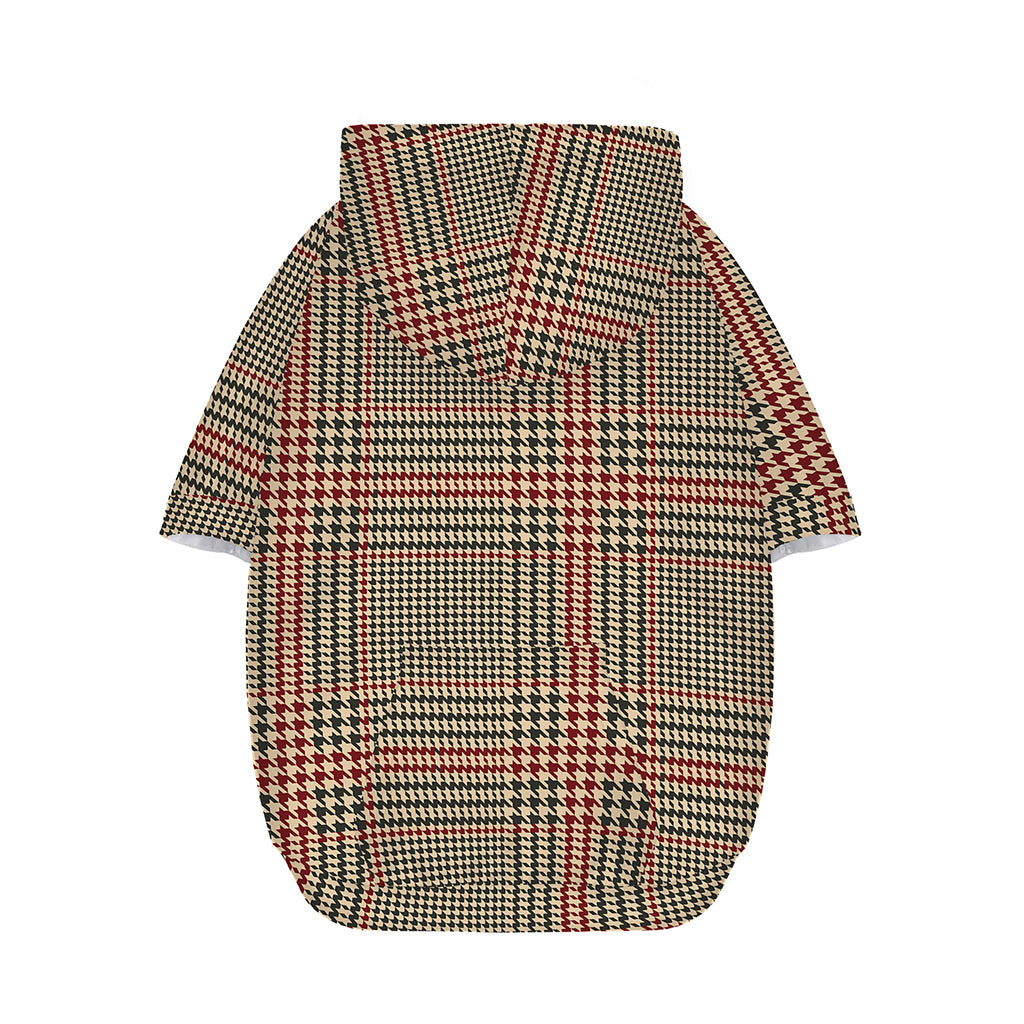 Brown Beige And Red Glen Plaid Print Dog Zip Up Hoodie