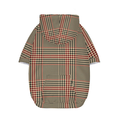 Brown Beige And Red Glen Plaid Print Dog Zip Up Hoodie