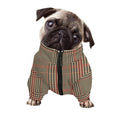 Brown Beige And Red Glen Plaid Print Dog Zip Up Jacket
