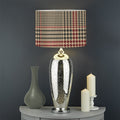 Brown Beige And Red Glen Plaid Print Drum Lamp Shade