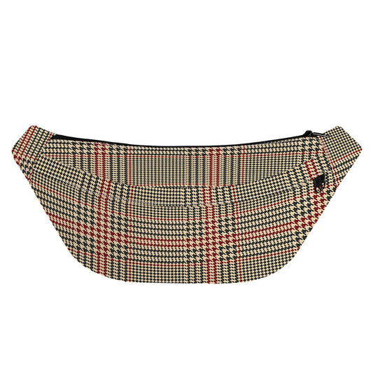 Brown Beige And Red Glen Plaid Print Fanny Pack