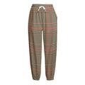 Brown Beige And Red Glen Plaid Print Fleece Lined Knit Pants