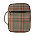 Brown Beige And Red Glen Plaid Print Front Pocket Bible Bag