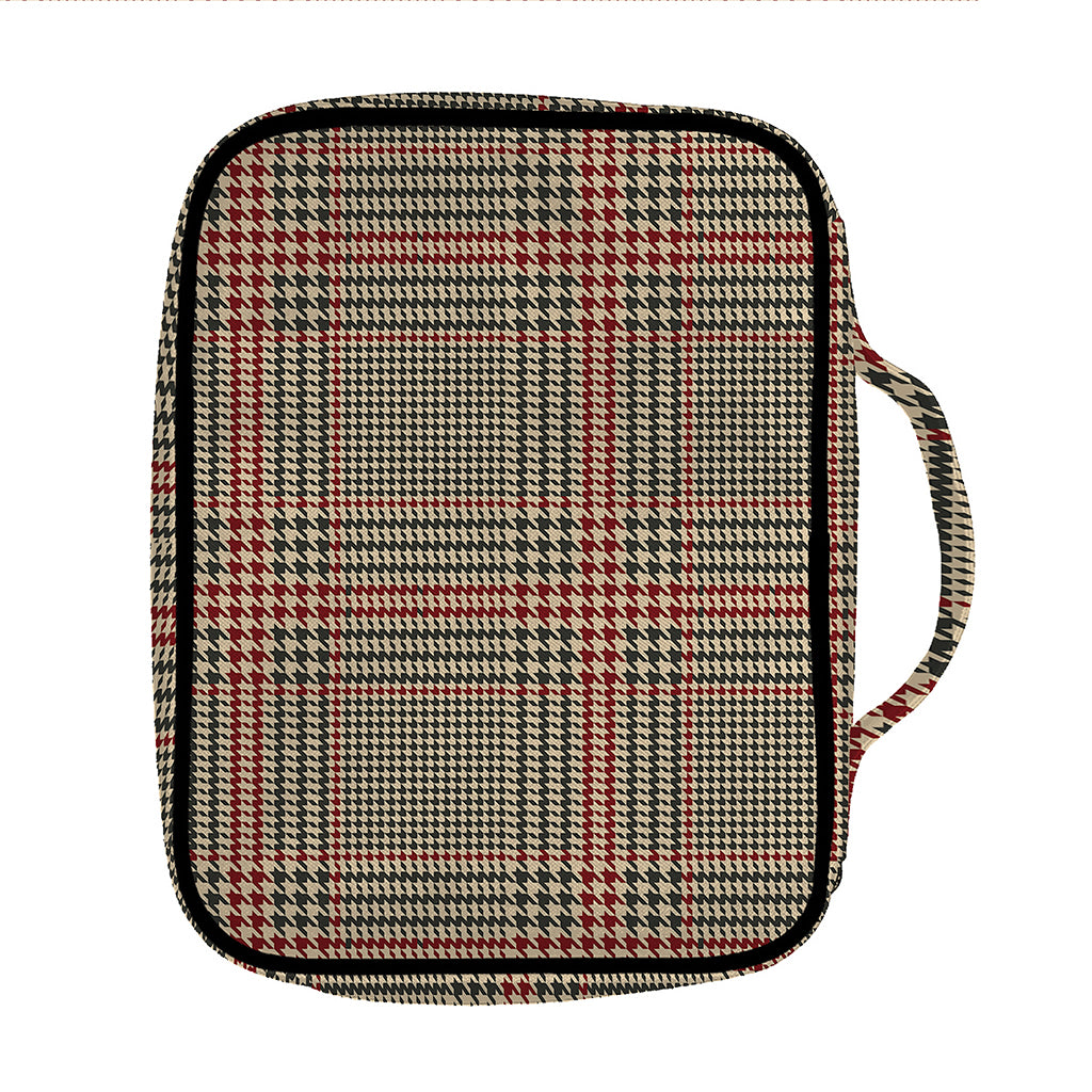 Brown Beige And Red Glen Plaid Print Front Pocket Bible Bag
