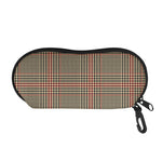 Brown Beige And Red Glen Plaid Print Glasses Case