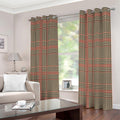 Brown Beige And Red Glen Plaid Print Grommet Curtains