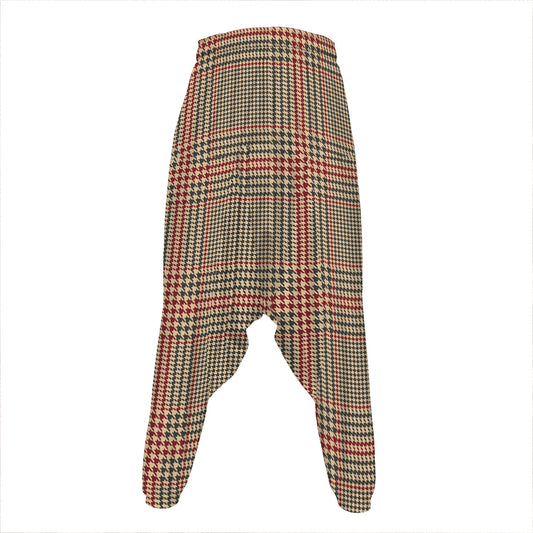 Brown Beige And Red Glen Plaid Print Hammer Pants
