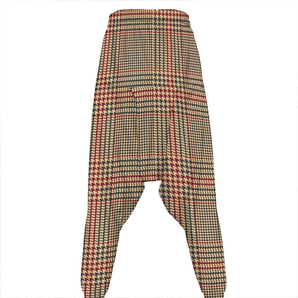 Brown Beige And Red Glen Plaid Print Hammer Pants