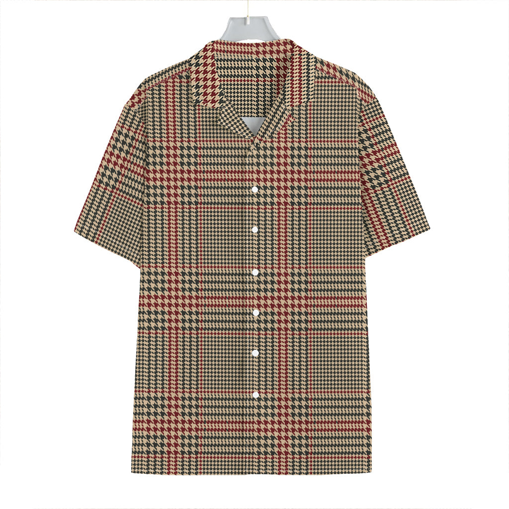 Brown Beige And Red Glen Plaid Print Hawaiian Shirt