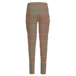 Brown Beige And Red Glen Plaid Print High-Waisted Pocket Leggings