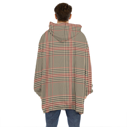 Brown Beige And Red Glen Plaid Print Hoodie Blanket