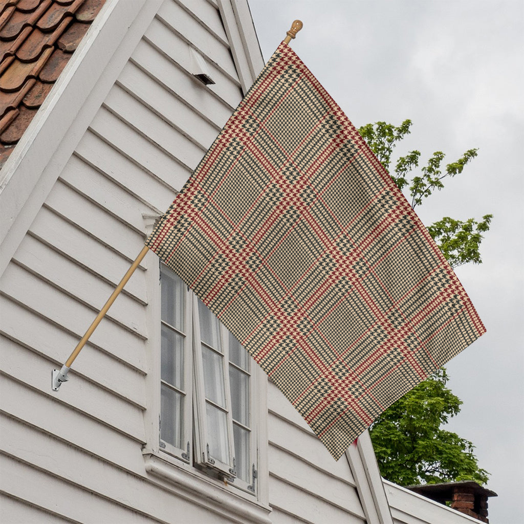 Brown Beige And Red Glen Plaid Print House Flag