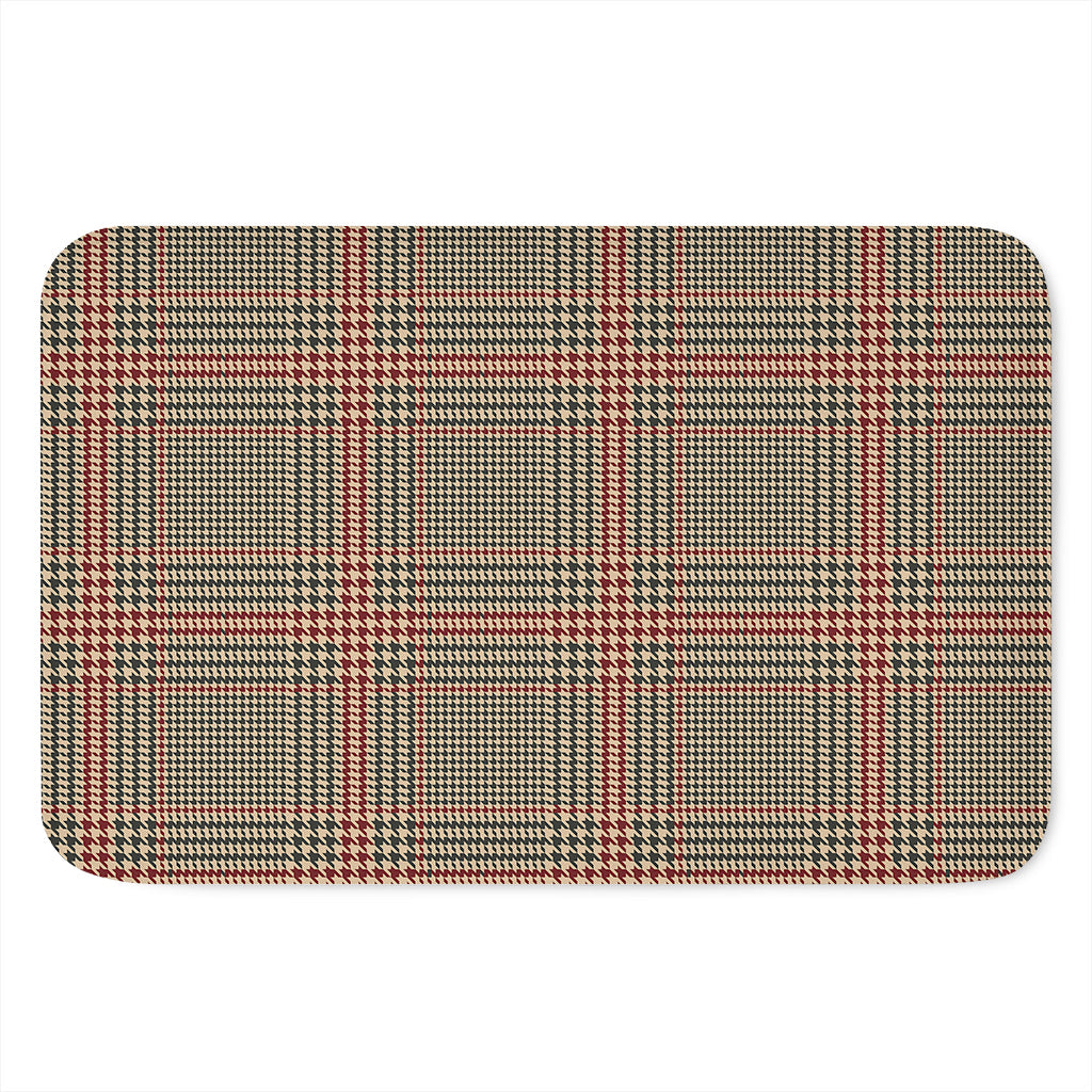 Brown Beige And Red Glen Plaid Print Indoor Door Mat