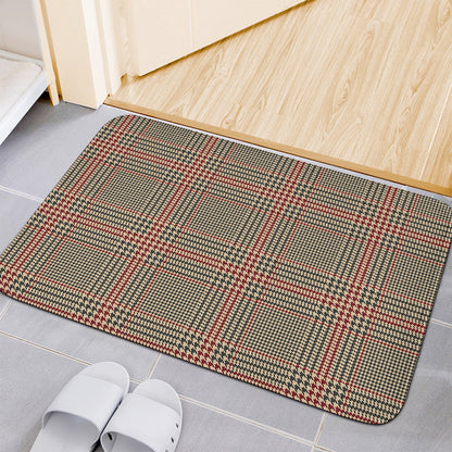 Brown Beige And Red Glen Plaid Print Indoor Door Mat