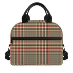 Brown Beige And Red Glen Plaid Print Insulated Lunch Bag
