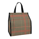 Brown Beige And Red Glen Plaid Print Insulated Lunch Tote