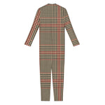 Brown Beige And Red Glen Plaid Print Jumpsuit