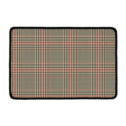 Brown Beige And Red Glen Plaid Print Kitchen Mat