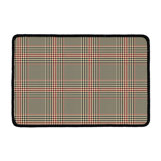 Brown Beige And Red Glen Plaid Print Kitchen Mat