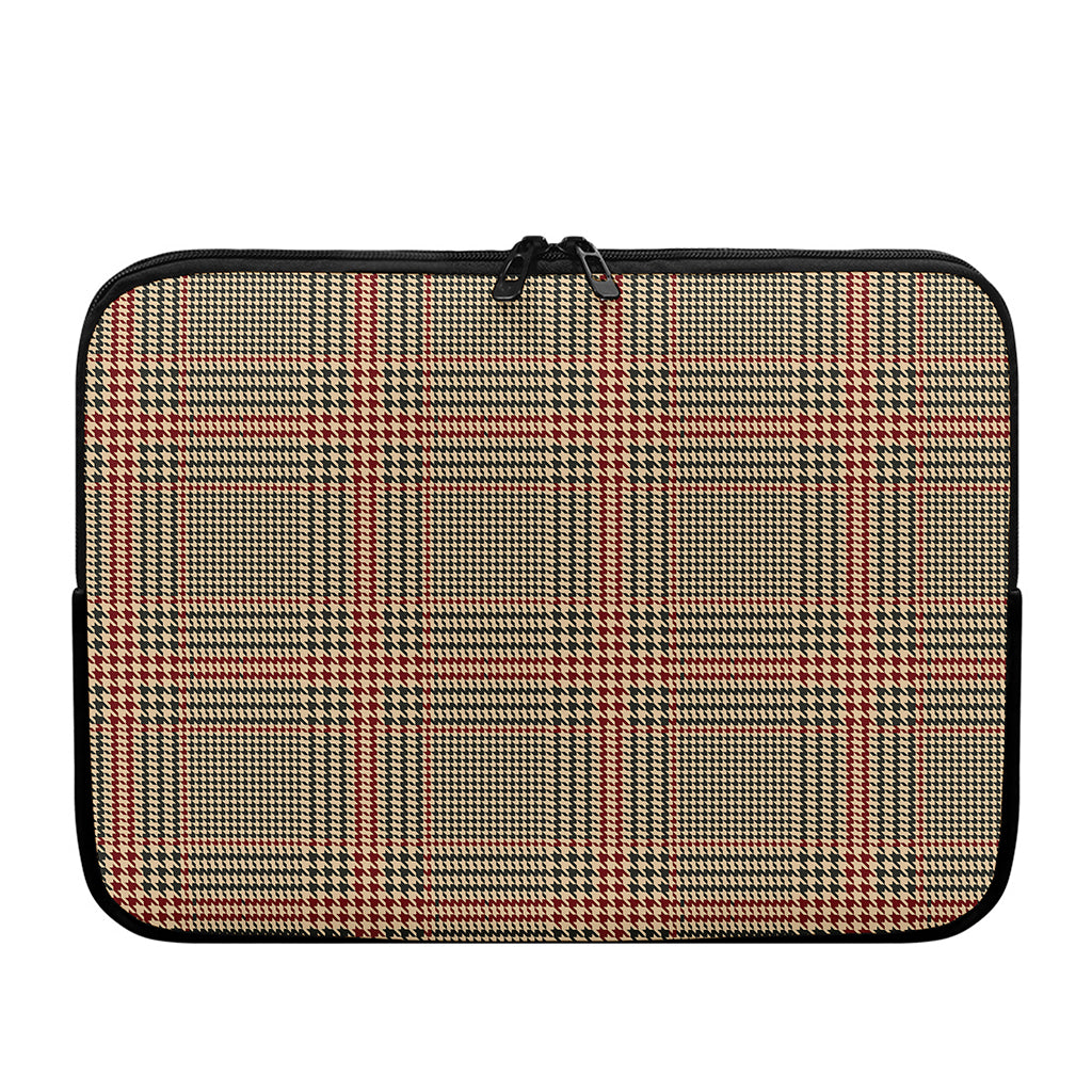 Brown Beige And Red Glen Plaid Print Laptop Sleeve