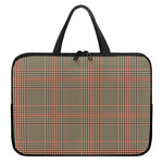 Brown Beige And Red Glen Plaid Print Laptop Sleeve With Handle