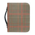 Brown Beige And Red Glen Plaid Print Leather Bible Cover