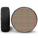 Brown Beige And Red Glen Plaid Print Leather Spare Tire Cover
