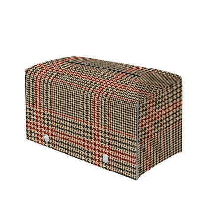 Brown Beige And Red Glen Plaid Print Leather Tissue Box Cover
