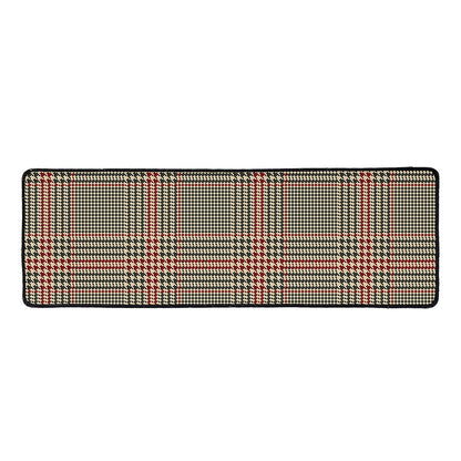 Brown Beige And Red Glen Plaid Print Long Kitchen Mat