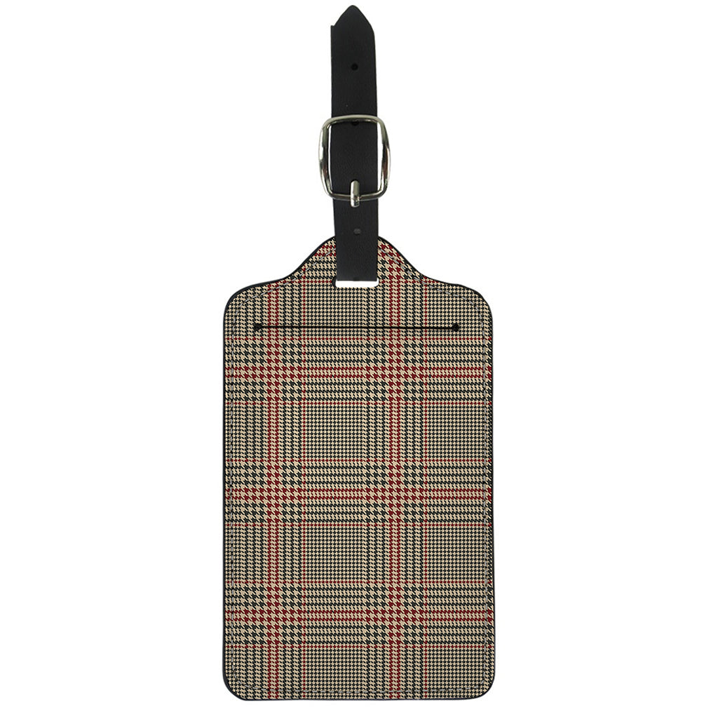 Brown Beige And Red Glen Plaid Print Luggage Tag