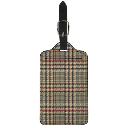 Brown Beige And Red Glen Plaid Print Luggage Tag