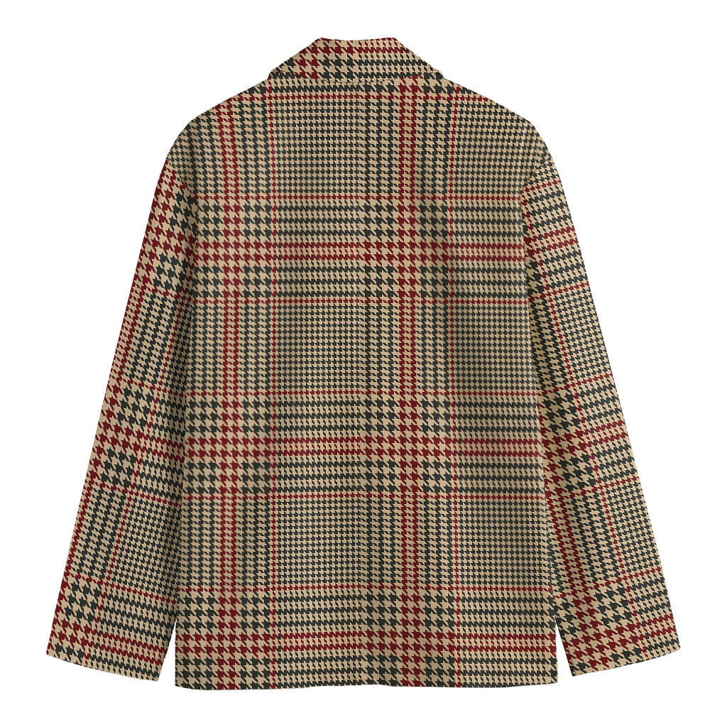Brown Beige And Red Glen Plaid Print Men's Blazer