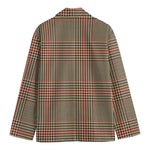 Brown Beige And Red Glen Plaid Print Men's Blazer
