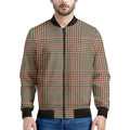 Brown Beige And Red Glen Plaid Print Men's Bomber Jacket
