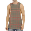 Brown Beige And Red Glen Plaid Print Men's Muscle Tank Top