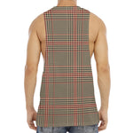 Brown Beige And Red Glen Plaid Print Men's Muscle Tank Top