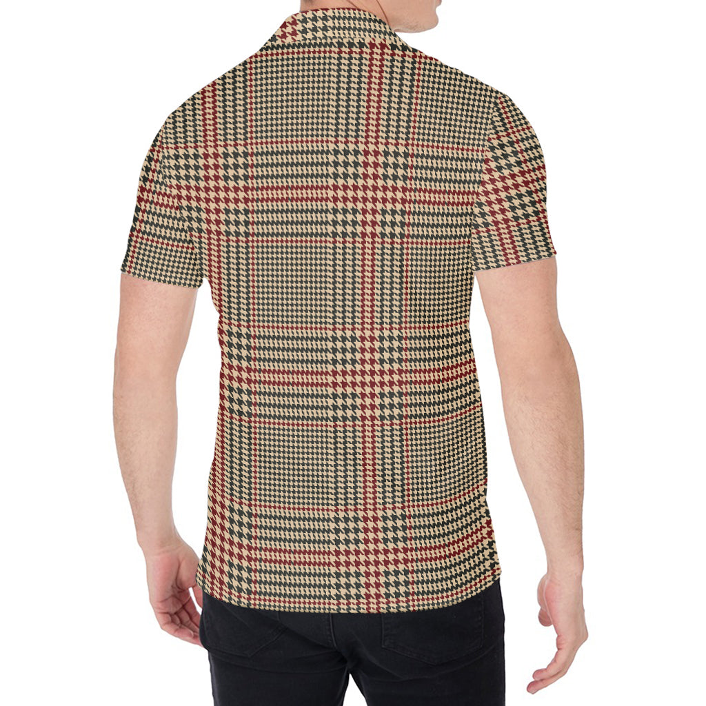 Brown Beige And Red Glen Plaid Print Men's Shirt