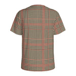 Brown Beige And Red Glen Plaid Print Men's Sports T-Shirt