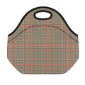 Brown Beige And Red Glen Plaid Print Neoprene Lunch Bag